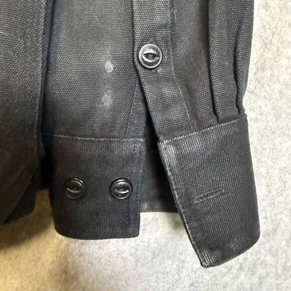 Huf Mfg Co Worldwide Mens Size Medium Button Front Denim Jean Shirt Jacket Black - Picture 8 of 9